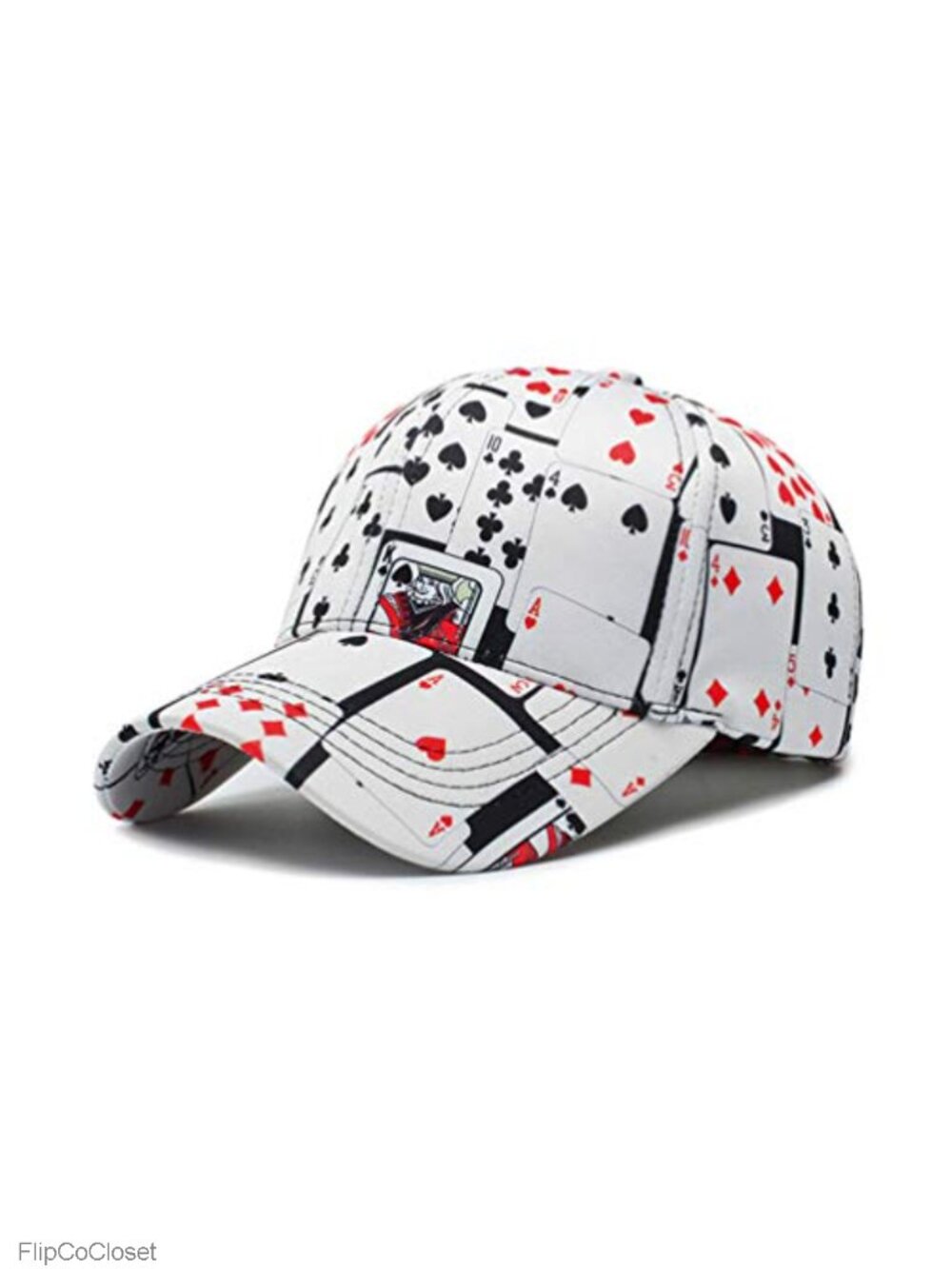 Poker Card Baseball Cap Adjustable Unisex Hat Hook-and-Loop